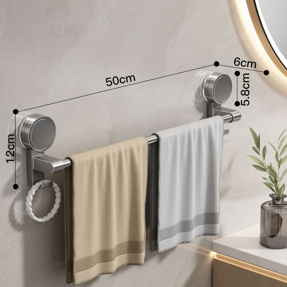 Suction cup towel rack bathroom punch-free wall-mounted storage rack bathroom towel single pole bathroom storage rack