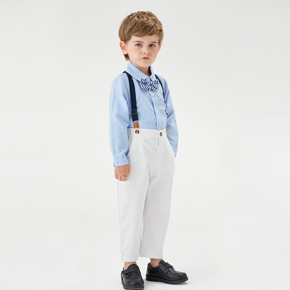 Children's clothing autumn one piece ready to wear kids bow tie gentleman suit baby outing clothes flower children's clothing boys british style children's clothing