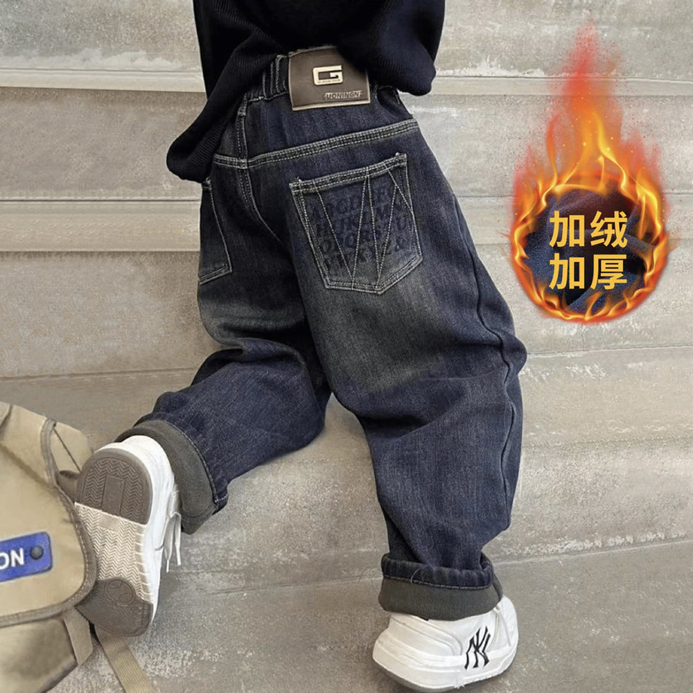 Boys' spring denim jeans, spring/autumn style,  new collection, mid-to-large size boys' pants, kids' boys' loose-fit trousers, trendy