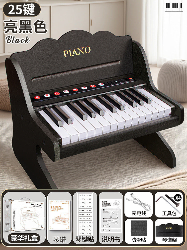 Wooden mini piano - kids' toy, beginner electronic keyboard, small educational instrument for boys and girls, baby and infant birthday gift