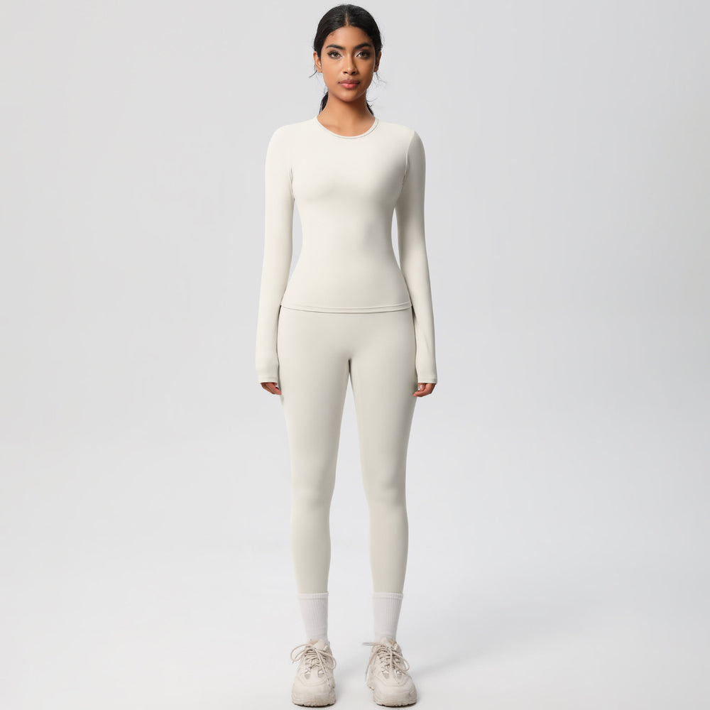 European and american brushed nylon tight-fitting yoga set - casual, quick-drying fitness apparel for women's outdoor running and sports