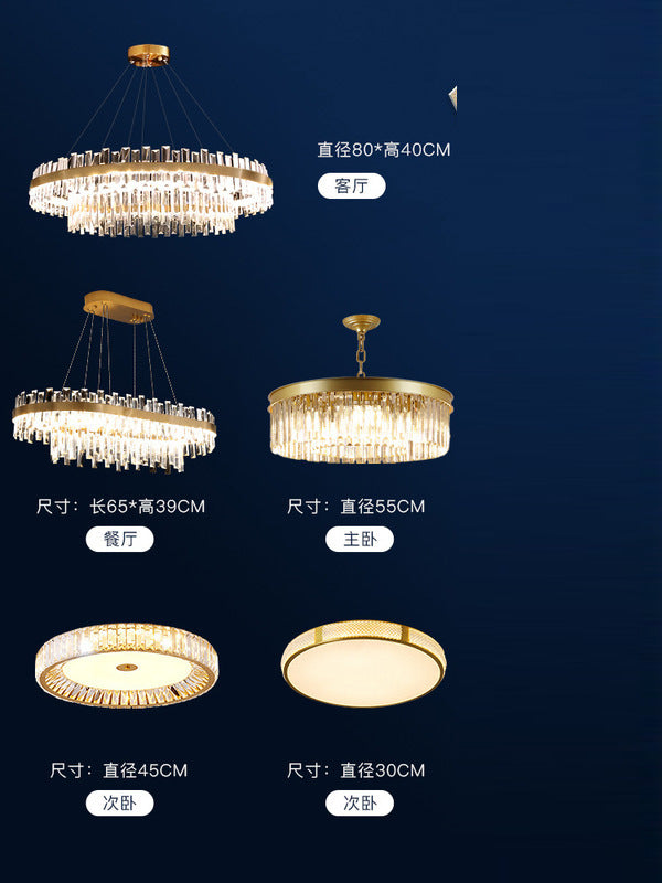 Modern living room light luxury crystal chandelier whole house package lighting simple dining room main light 2025 new lamps