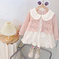 Girls'  dress - korean style round neck, turn-down collar, patchwork bow, floral print dress - toddler & infant skirt - fresh & sweet