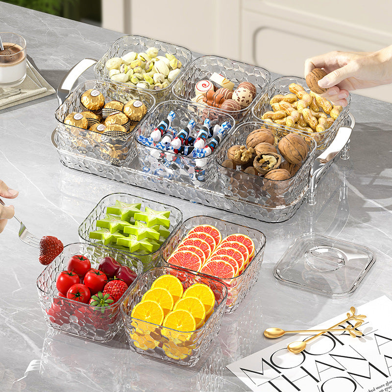 Customizable tray cross-border home living room high-end candy classification PET dried fruit box KTV grid snack fruit box