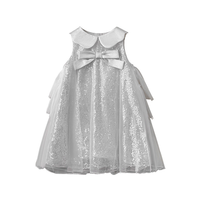 Girls' dress  summer new arrival sequin fairy vest dress suspender princess dress