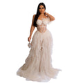 X6223 cross-border   fashion women's solid color sleeveless bandeau mesh maxi dress