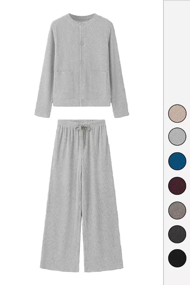 fashionfashionelegantknittingcardigansuitfemalefall and winternew arrivallazy stylecasualsweaterloose pants two