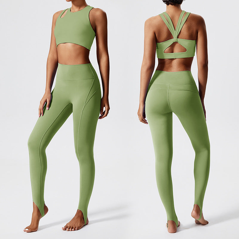 European and american cross-border fitness "barely there" butt-lifting yoga set - two-piece, beautiful back, running, outdoor sports, customizable women's activewear