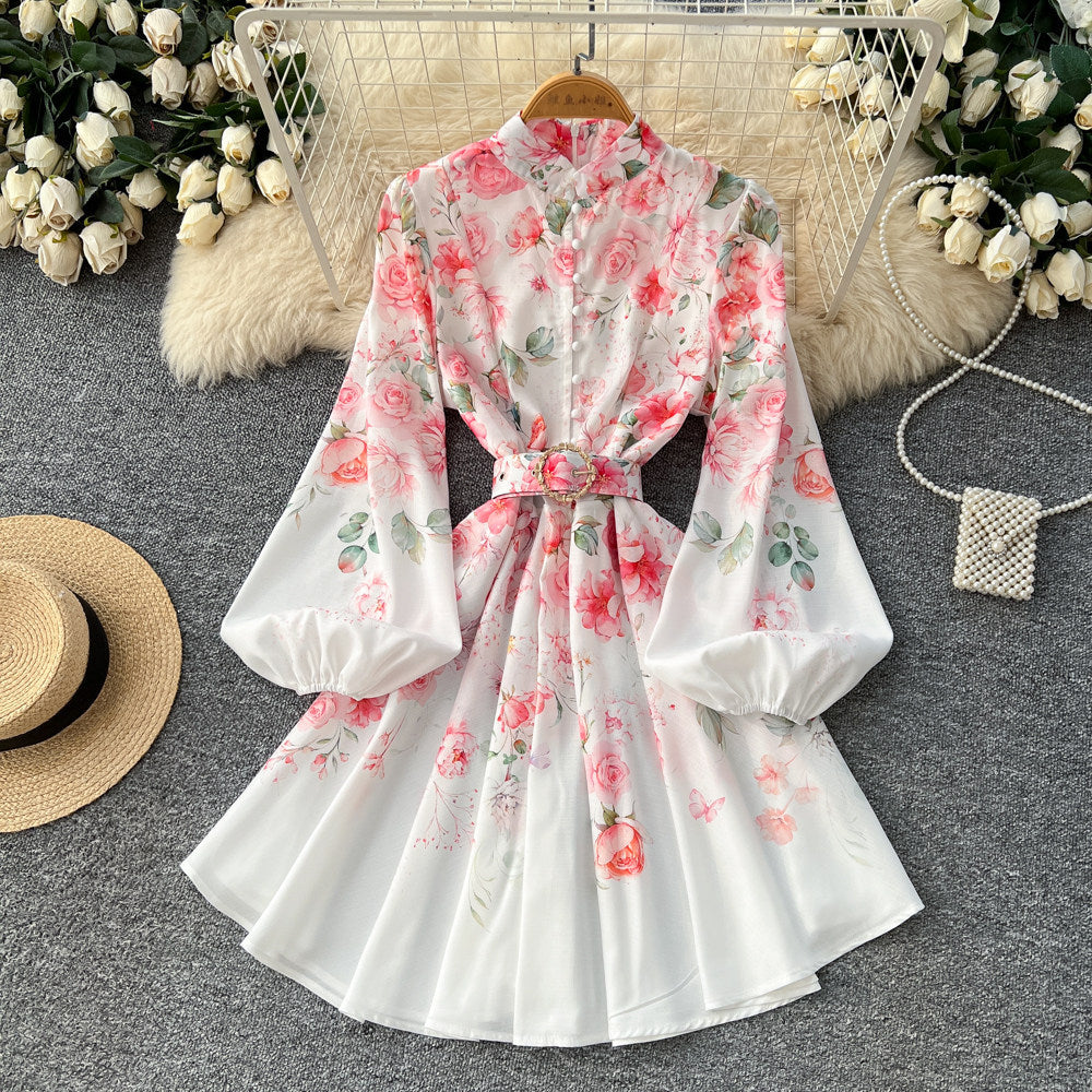 fashion style evening dress  spring new arrivalfashionelegant silhouette high collar chest wrap hip long sleevesdress