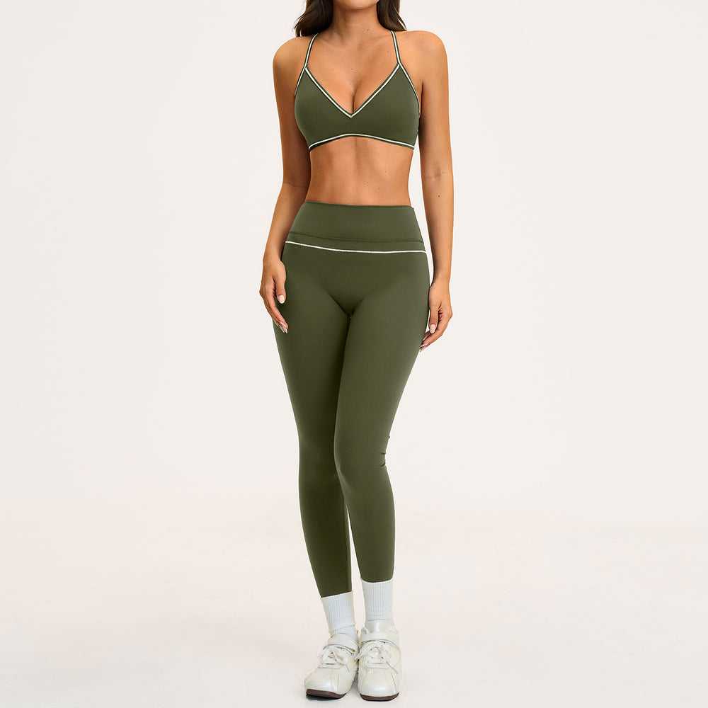 new yoga outfit: high-waisted peach lift, color block, push-up, and beautiful back design - activewear set 9615