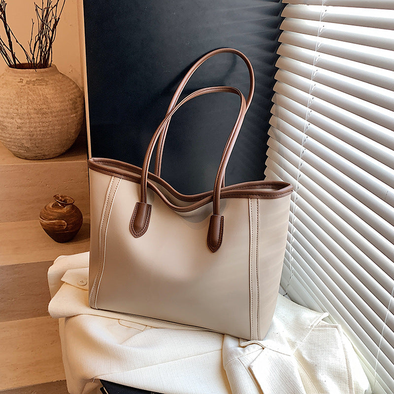Classy texture work clothing tote bag k-styleelegant shoulder underarm bag large capacity trendynew arrivalsatchel bag for women