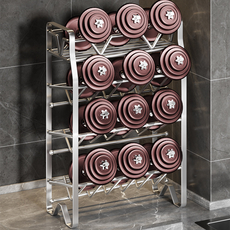 Stainless steel kitchen condiment rack countertop wall hanging storage supplies seasoning bottle diagonal seasoning rack