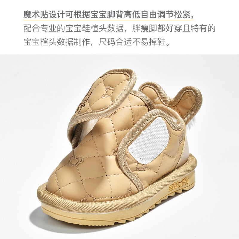 Kids' snow boots:  winter anti-slip fleece-lined girls' cotton shoes, boys' snow cotton waterproof warm boots for babies