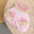 Baby girl summer cute sweet watermelon sleeveless white pink plaid triangle romper outing jumpsuit