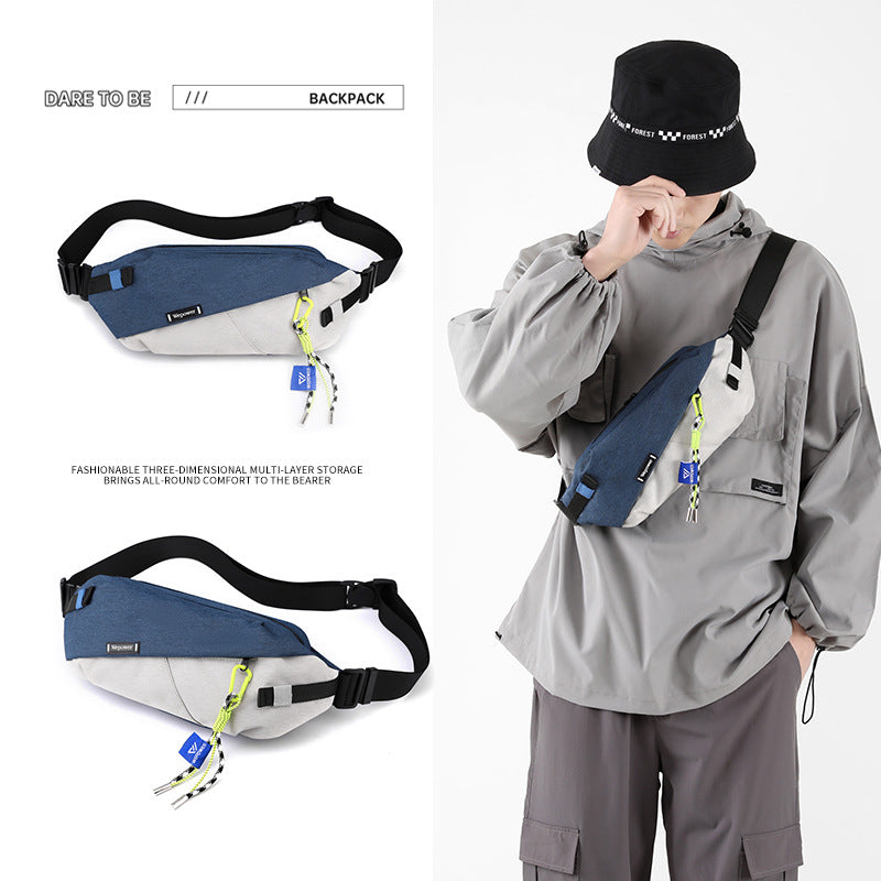 New Hong Kong wind locomotive color matching cycling bag outdoor travel fanny pack versatile mobile phone messenger bag travel commuter fanny pack
