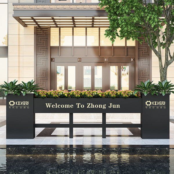 Urban road landscape flower box combination galvanized sheet finished terrace garden rectangular metal outdoor courtyard fence