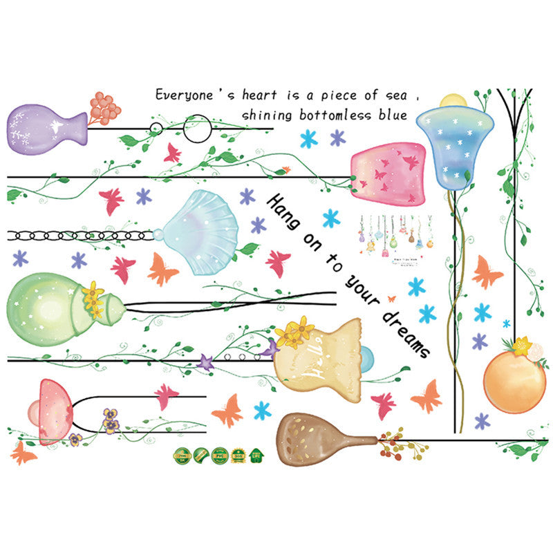 Wall sticker new hand-painted chandelier pendant shell romantic entrance bedroom bedside background decorative wall sticker SK7199