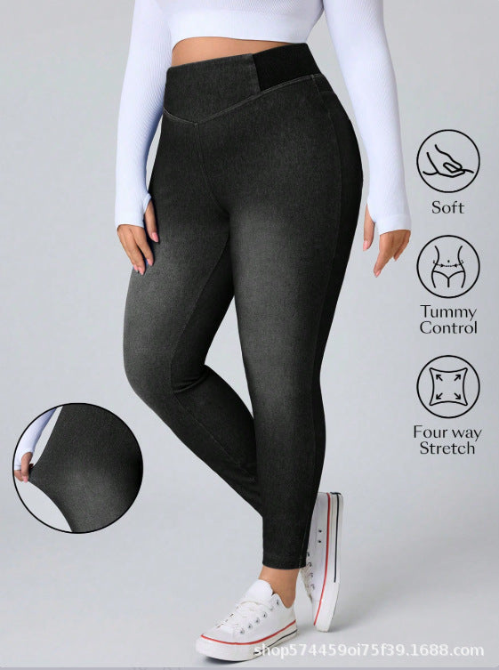 new arrivals: plus-size women's high-waisted, tummy-control, slimming, four-way stretch jeans for , , and european & american markets