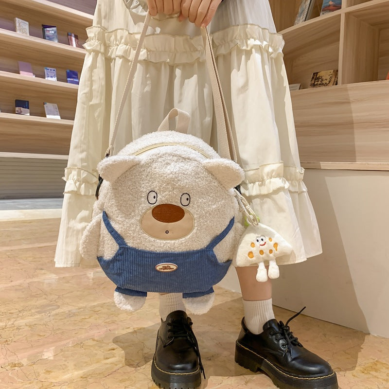 New plush toy women's bear backpack crossbody mobile phone bag cute cartoon bag Valentine's Day birthday gift