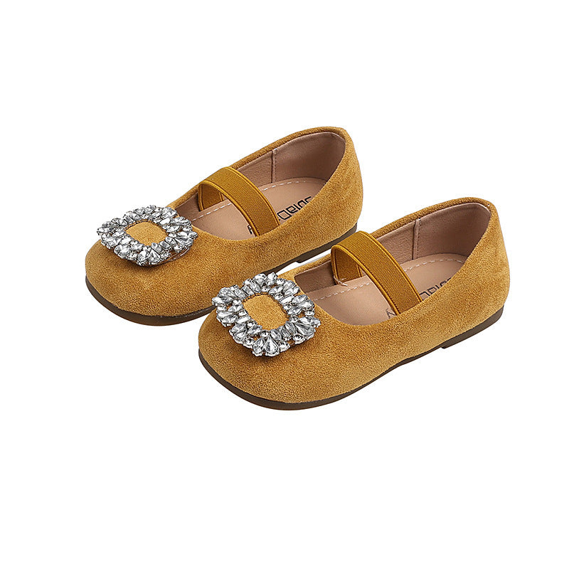 Vancahao niche design girls' rhinestone princess shoes,  spring/autumn new collection, children's low-cut bowknot flats