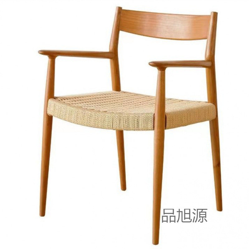 Bed and breakfast high-end hotel rest back chair, medieval solid wood tea chair, cafe restaurant creative rattan chair