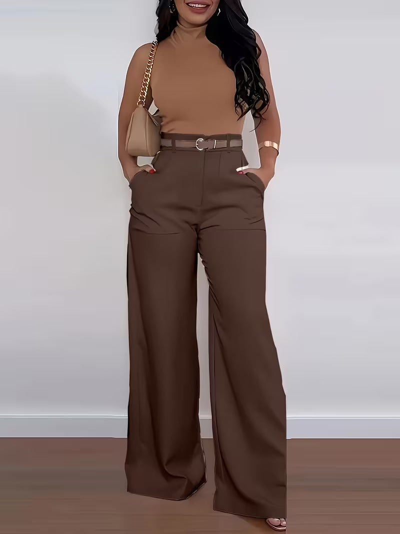 new women's cross-border e-commerce fashion: elegant and chic straight-leg trousers - high-waisted, drapey, versatile wide-leg formal pants