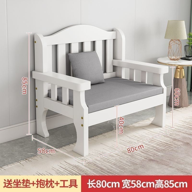 Solid wood sofa new chinoiserie combination wooden sofa rental room backrest bench economical living room small apartment sofa