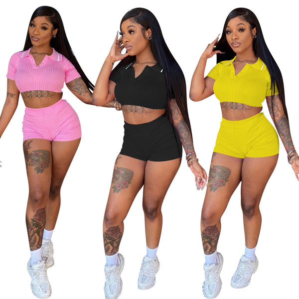 YD8599-C4 special products are non-refundable and non-exchangeable. European and American women's clothing sports and leisure waist solid color two-piece set