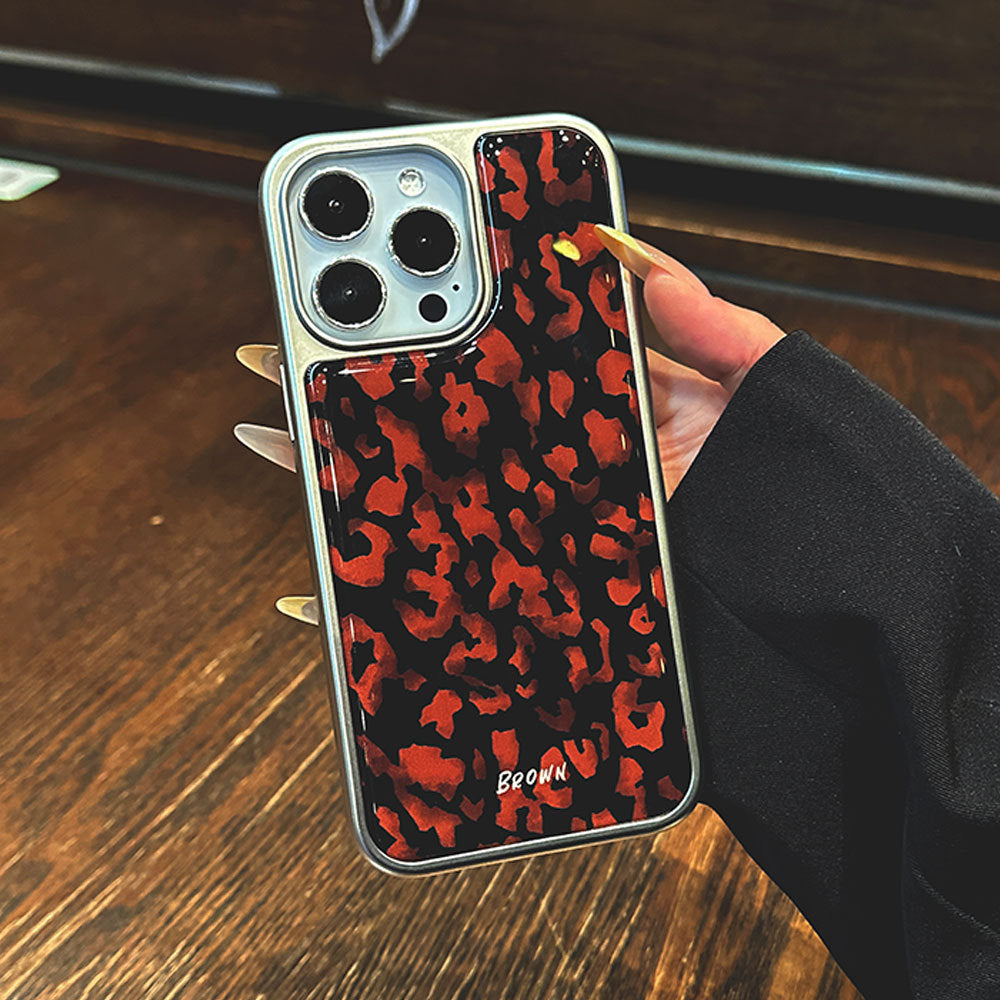 New premium leopard print electroplated phone case for iphone 16 pro max, apple 15 epoxy protective cover, unique design