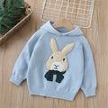 Girls' hooded sweater -  autumn/winter collection - rabbit design, versatile knit pullover, fleece-lined, thickened, pullover sweatshirt