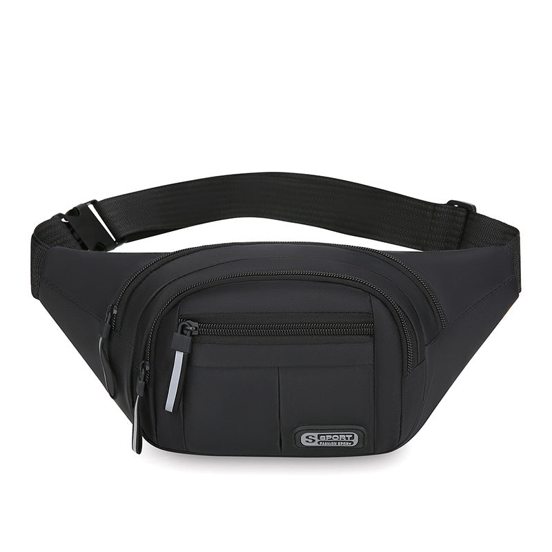 Fashion versatile men's sports fanny pack New outdoor leisure shoulder messenger bag Large capacity going out cycling breast bag