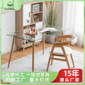 Glass dining table small apartment table for homecasual cream style rectangular tempered glass dining table