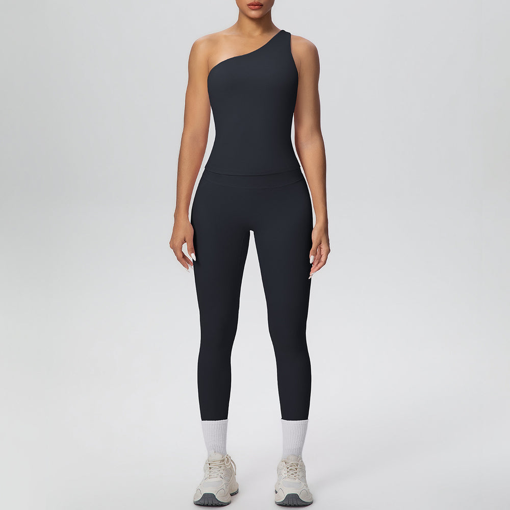 New arrival: barely-there feel, tight-fitting yoga set - one-shoulder, beautiful back, high-waisted, butt-lifting workout leggings - quick-dry running & fitness apparel