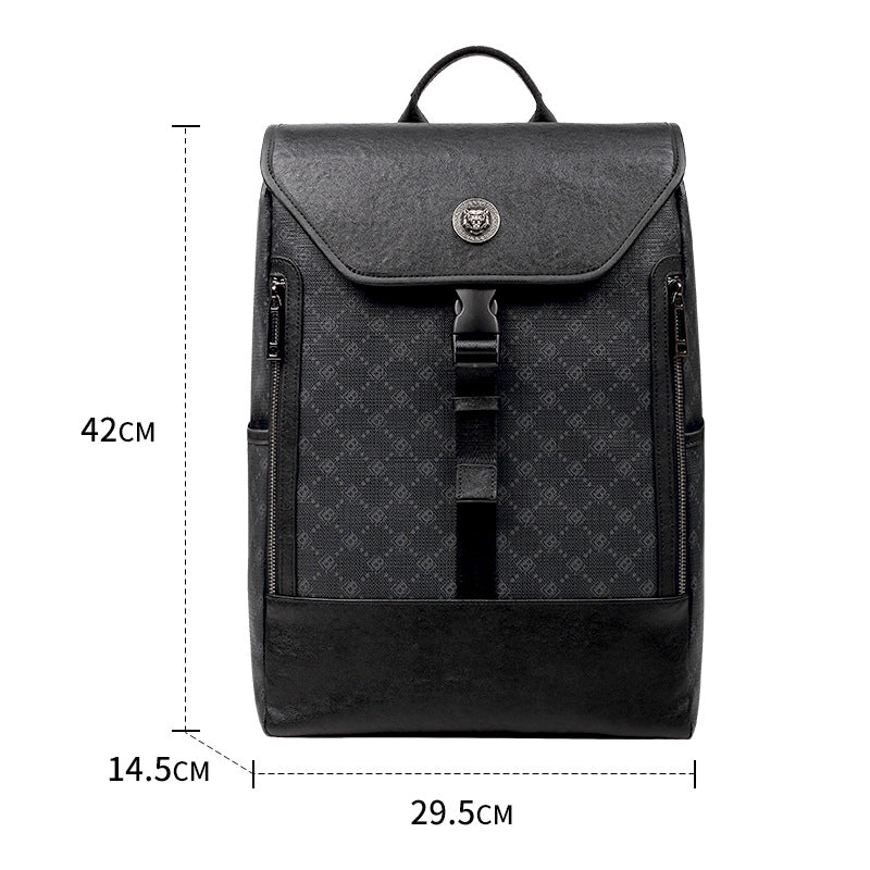 New men's leather backpack men's fashion men's bag high sense large capacity computer bag light trend backpack