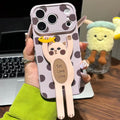 Suitable for iphone16 three-dimensional long-legged cat mobile phone case 17promax polka dot background anti-fall soft case couple model