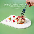 European minimalist pure white ceramic striped dessert and pastry platter, suitable for restaurants, hotels, and home use. unique ceramic long plate