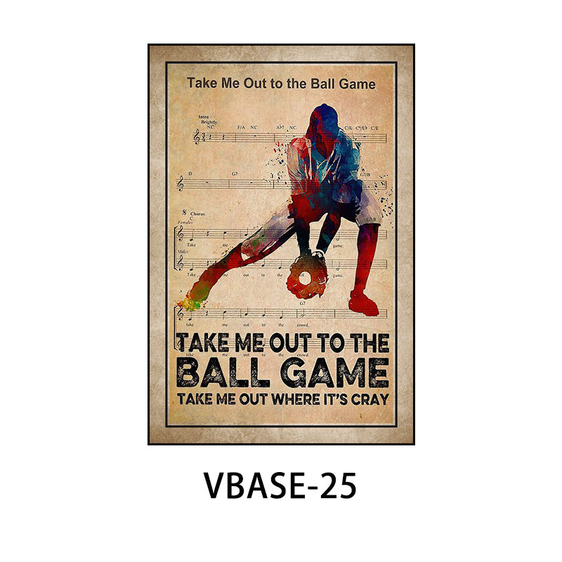 American retro baseball poster decorative painting gym gym hanging painting inspirational sports theme bar mural