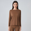 new arrival: double-sided nude feel loose fit long sleeve women's slimming breathable minimalist training fitness yoga top ds010