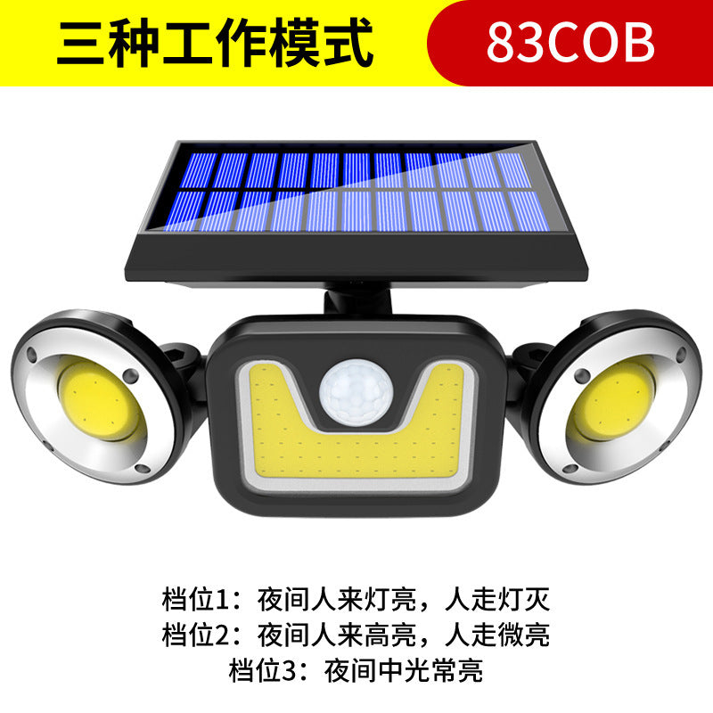 Cross-border new solar 70LED human body induction wall lamp, courtyard outdoor wall lamp, waterproof lighting street lamp