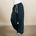 cross-border e-commerce european and american style versatile casual plaid trousers - spring/summer elastic waist casual pants