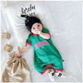 Newborn infant romper short sleeve bodysuit baby boys and girls loose fit athletic jumpsuit outing onesie