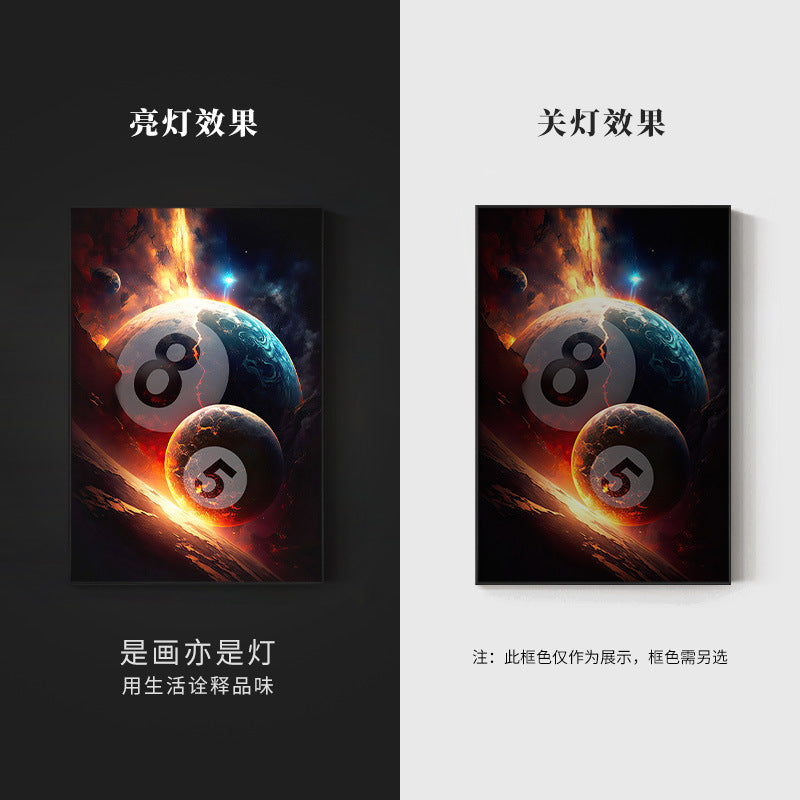 Trend billiard room luminous decorative painting imitation abyss mirror cyberpunk astronaut hanging painting billiard hall luminous lamp painting