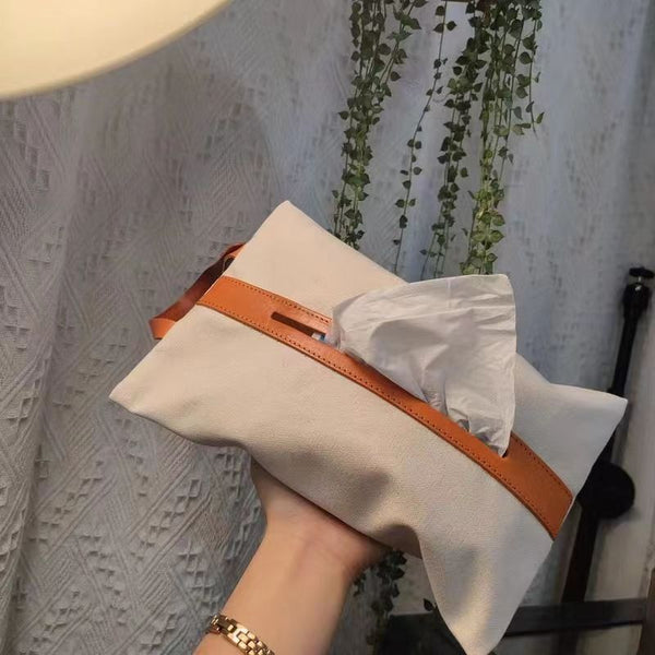 High-end fashion color matching desktop hanging leather material popular car home bathroom multi-functional pumping carton