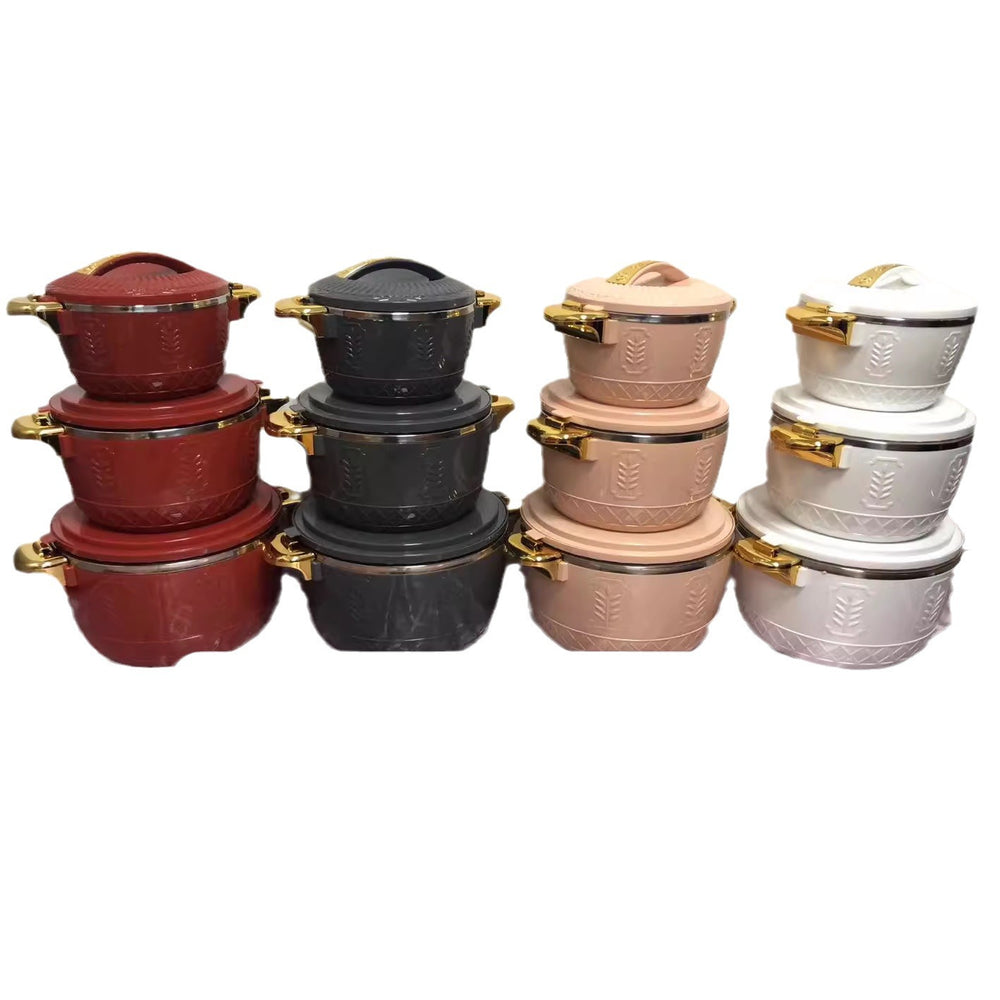 cross-border 3pcs insulated lunch box 2.5l-4.5l-6.5l hot selling african food warmer cont