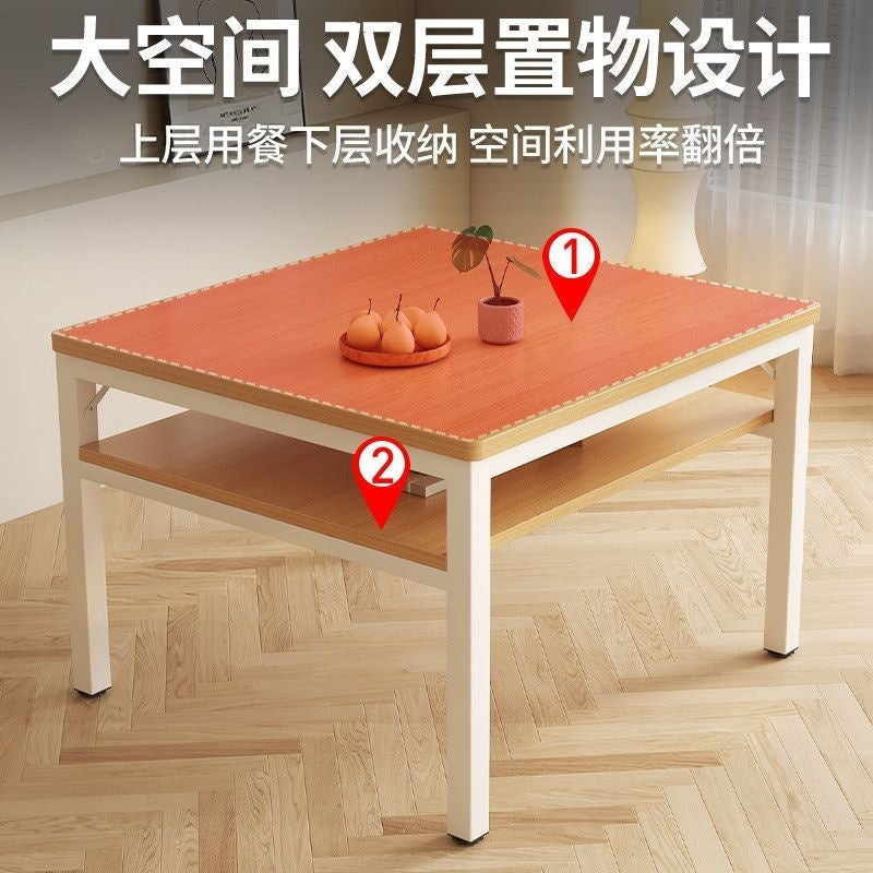Dining table double-layer small table square table for home desk computer table small apartment dining table chess and card room mahjong table