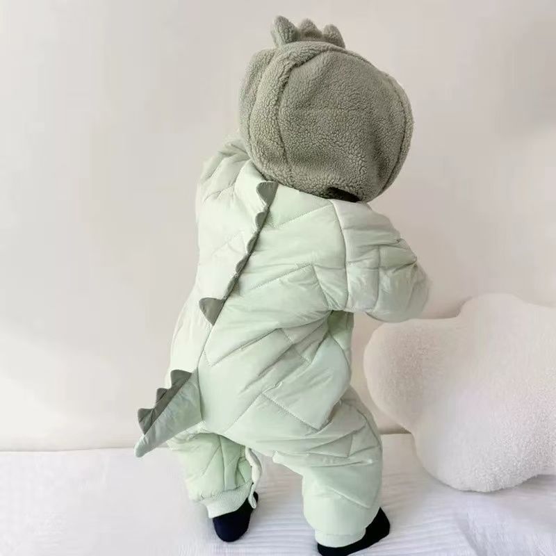 Fall and winter baby fleece-linedthickened baby jumpsuit winter clothing rompers outdoor newborn clothes one-piece new arrival