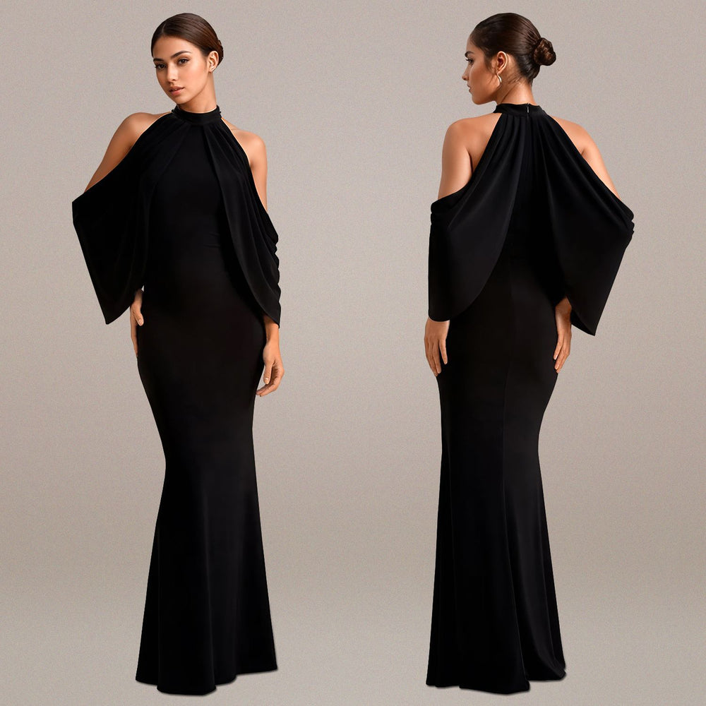 C7276 cross-border   fashionable women's bodycon elegant off-shoulder sleeveless arm-hugging dress new