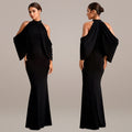 C7276 cross-border   fashionable women's bodycon elegant off-shoulder sleeveless arm-hugging dress new