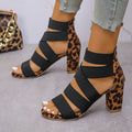 Women's roman-style mid-heel sandals -  new summer collection - wholesale thick heel, back zipper, and closed-toe sandals for cross-border e-commerce