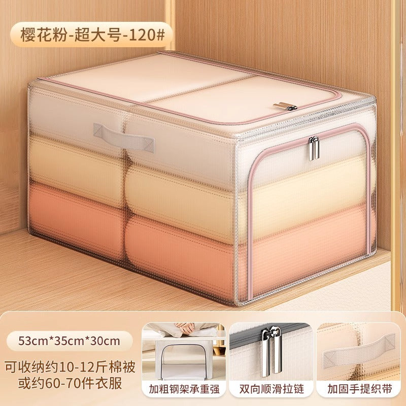 PVC transparent clothes storage box household clothes pants folding storage organizing box wardrobe storage layering artifact